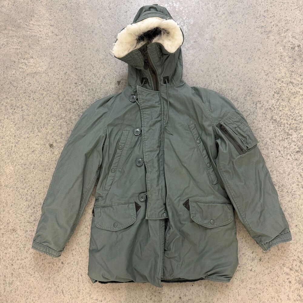 VTG 1990 US Military N-3B Parka Mens XS Green Greenbrier Extreme Cold Weather
